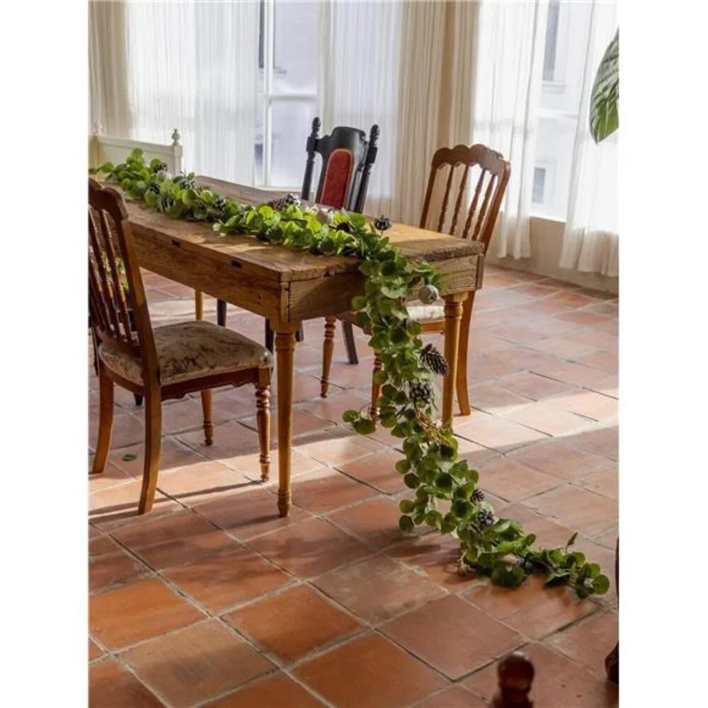 Fall Decor - Fall Garland - 7FT Autumn Eucalyptus Leaf Pumpkin Berry Fireplace